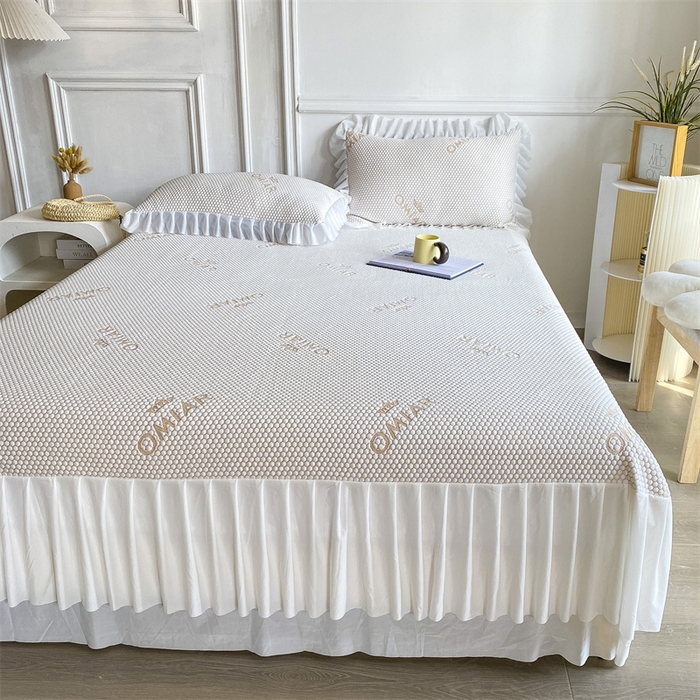 91家纺网 家纺一手货源 找家纺 叠派家纺 2024新款抗菌冰豆豆床裙款凉席-皇冠系 冰豆豆皇冠系列-床裙款 柠檬黄