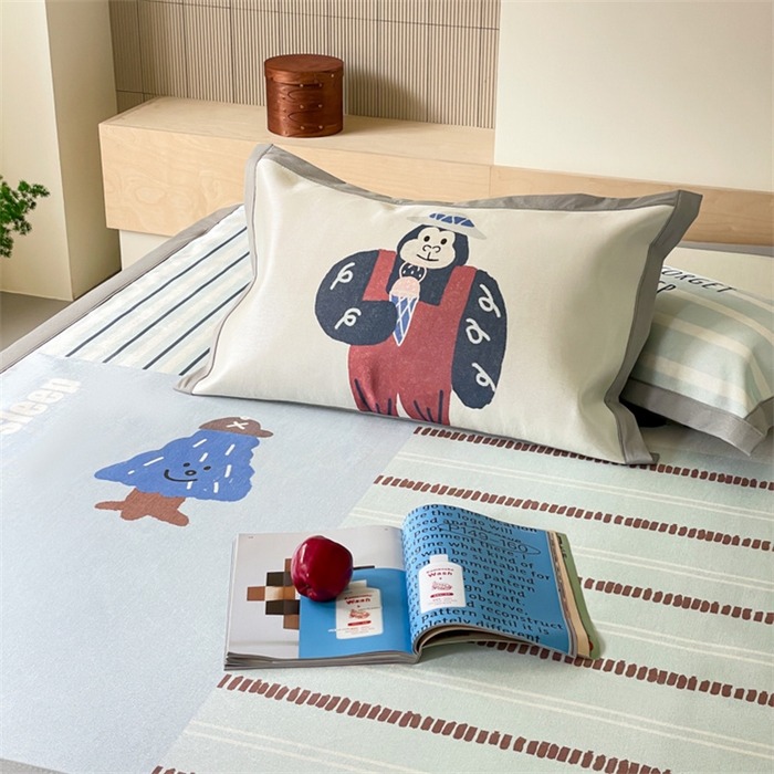 91家纺网 家纺一手货源 找家纺 圆岛家纺 2024新款900D卡通冰丝养生席 快乐猩