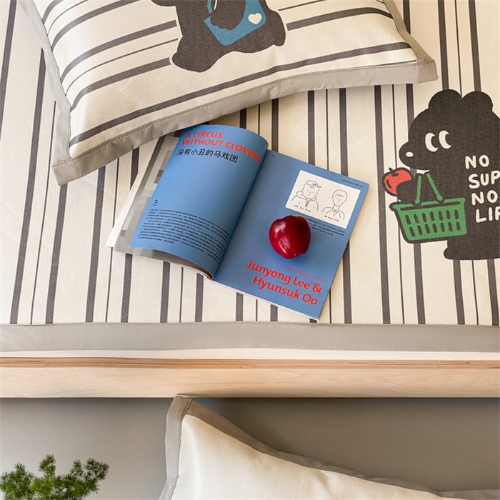 91家纺网 家纺一手货源 找家纺 圆岛家纺 2024新款900D卡通冰丝养生席 黑仔豆