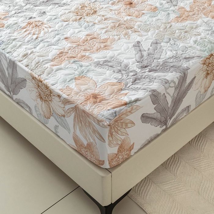 91家纺网 家纺一手货源 找家纺 优乐家纺 2025新款纯棉印花夹棉床笠三件套系列-纽扣款 春意盎然