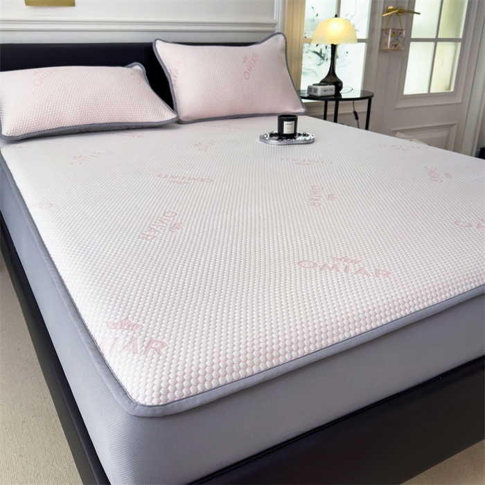 91家纺网 家纺一手货源 找家纺 叠派家纺 2024新款抗菌冰豆豆床笠款凉席-皇冠 皇冠-蜜桃粉