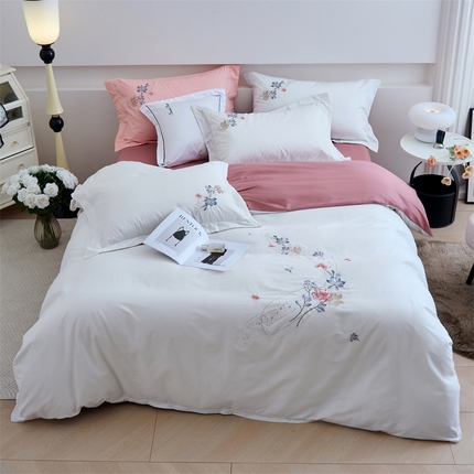 91家纺网 家纺一手货源 找家纺 （总）兰紫橙家纺 2025新款花卉全棉刺绣四件套系列—花蔓