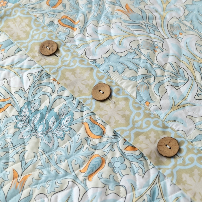 91家纺网 家纺一手货源 找家纺 优乐家纺 2025新款纯棉印花夹棉系列四件套-纽扣款 普卡拉-兰