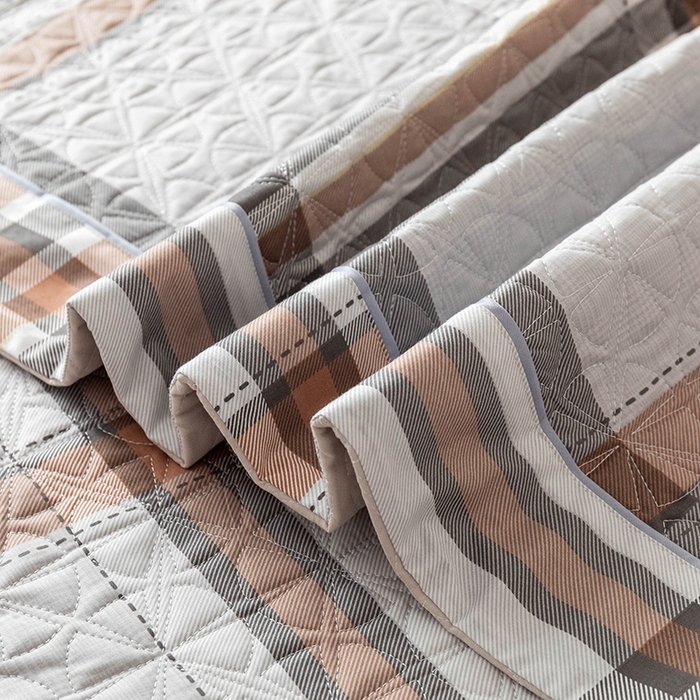 91家纺网 家纺一手货源 找家纺 优乐家纺 2025新款全棉斜纹13376宽边枕套床盖三件套 慕斯