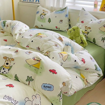91家纺网 家纺一手货源 找家纺 （总）慕晨 2024新款A类母婴级水洗云朵棉单被套床上用品卡通儿童宿舍