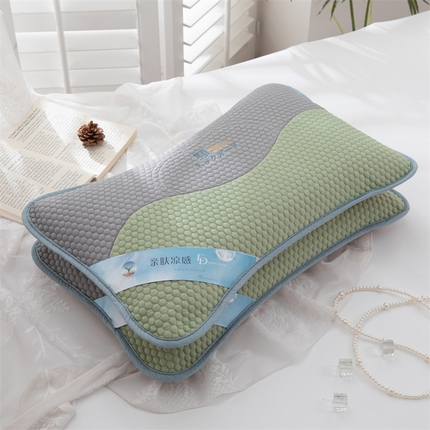 91家纺网 家纺一手货源 找家纺 （总）仁宇枕业 2024年新款枕芯 冰感豆豆水波纹拼色系列全荞麦护颈椎夏季枕头