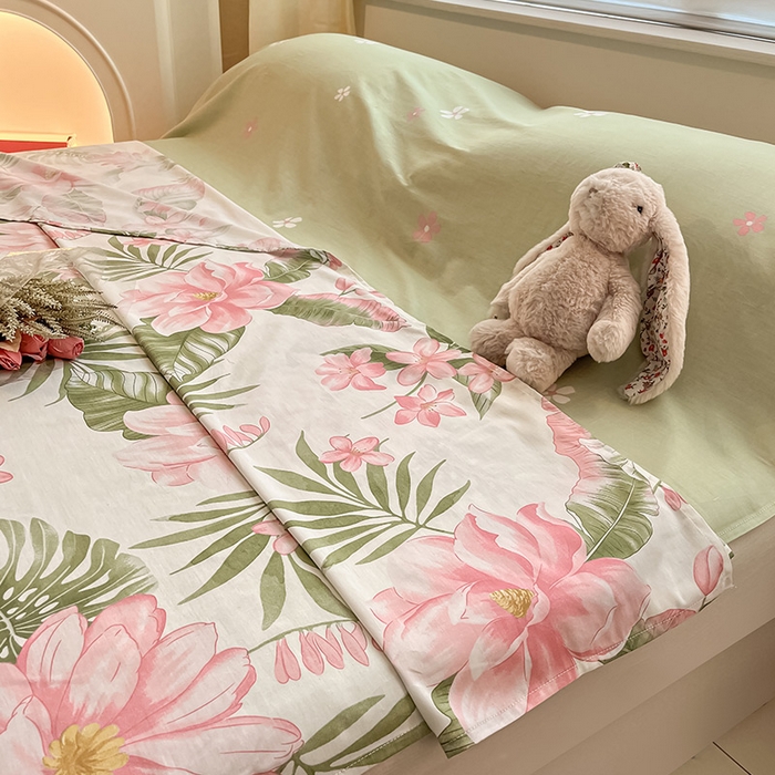 91家纺网 家纺一手货源 找家纺 绵庭家纺 2024新款全棉印花隔脏睡袋 粉朵华颂