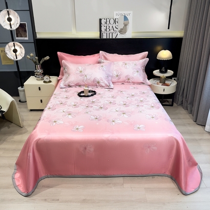 91家纺网 家纺一手货源 找家纺 柏薇 2024新款冰丝床单款凉席三件套 芳香