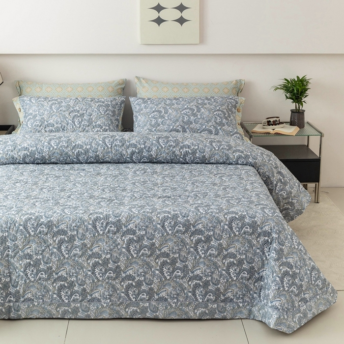 91家纺网 家纺一手货源 找家纺 优乐家纺 2025新款纯棉印花夹棉系列床盖三件套-纽扣款 波西米亚