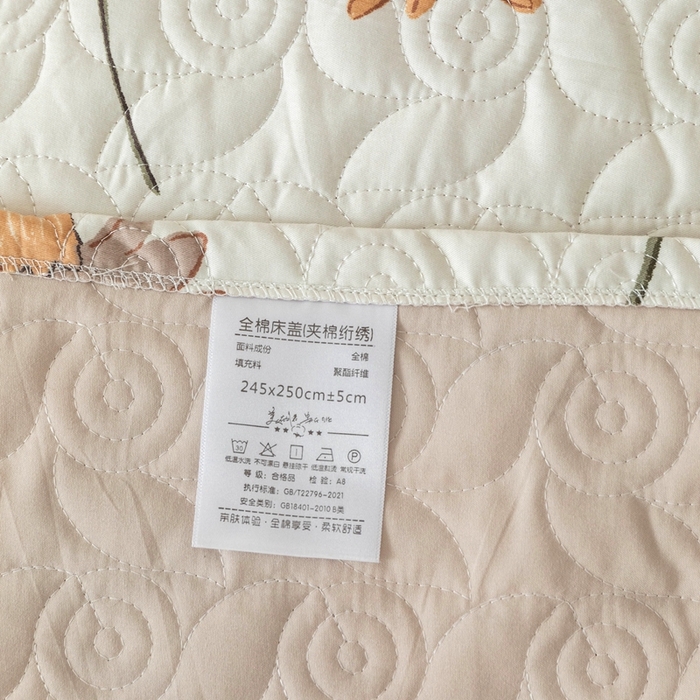 91家纺网 家纺一手货源 找家纺 优乐家纺 2025新款纯棉印花夹棉系列床盖三件套-纽扣款 南薇