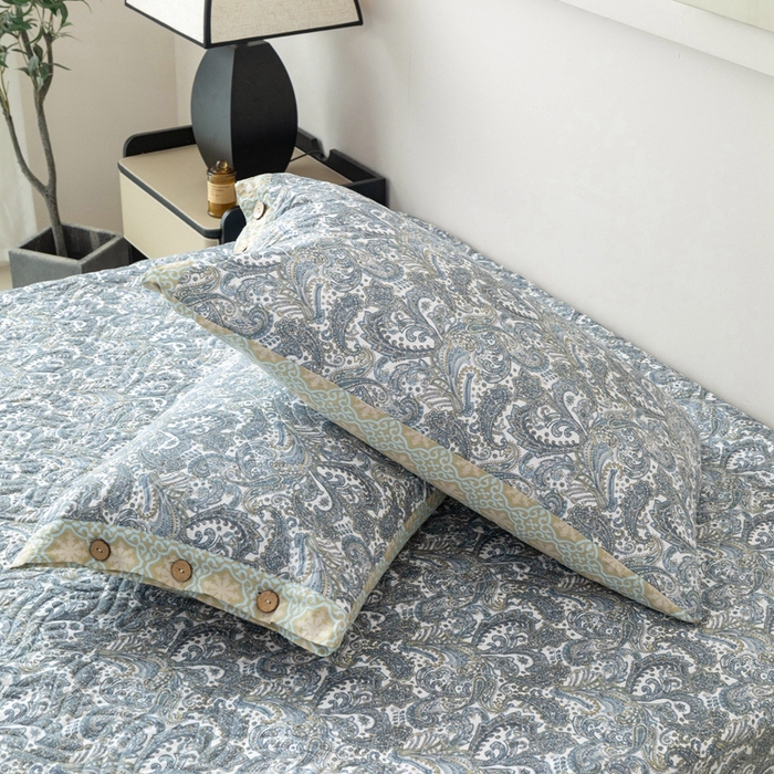 91家纺网 家纺一手货源 找家纺 优乐家纺 2025新款纯棉印花夹棉枕套系列-纽扣款 波西米亚