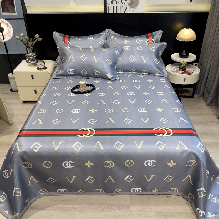 91家纺网 家纺一手货源 找家纺 柏薇 2024新款冰丝床单款凉席三件套 时尚贵族