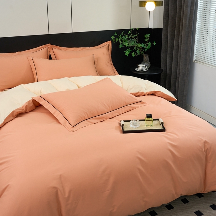 91家纺网 家纺一手货源 找家纺 （总）三沁家居 2024新款纯色简约精梳长绒棉四件套全棉四件套直播