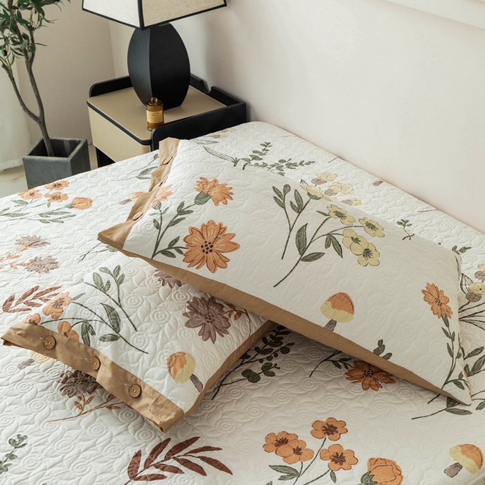 91家纺网 家纺一手货源 找家纺 优乐家纺 2025新款纯棉印花夹棉枕套系列-纽扣款 南薇