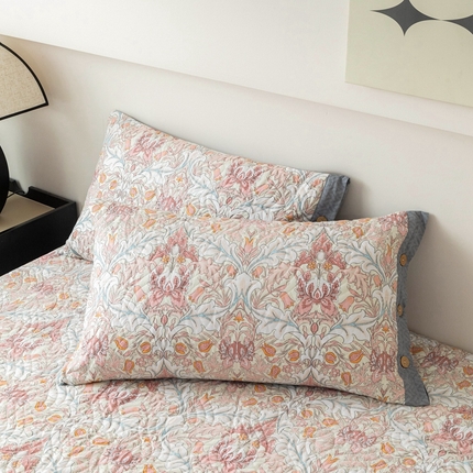 优乐家纺 2025新款纯棉印花夹棉枕套系列-纽扣款 普卡拉-红