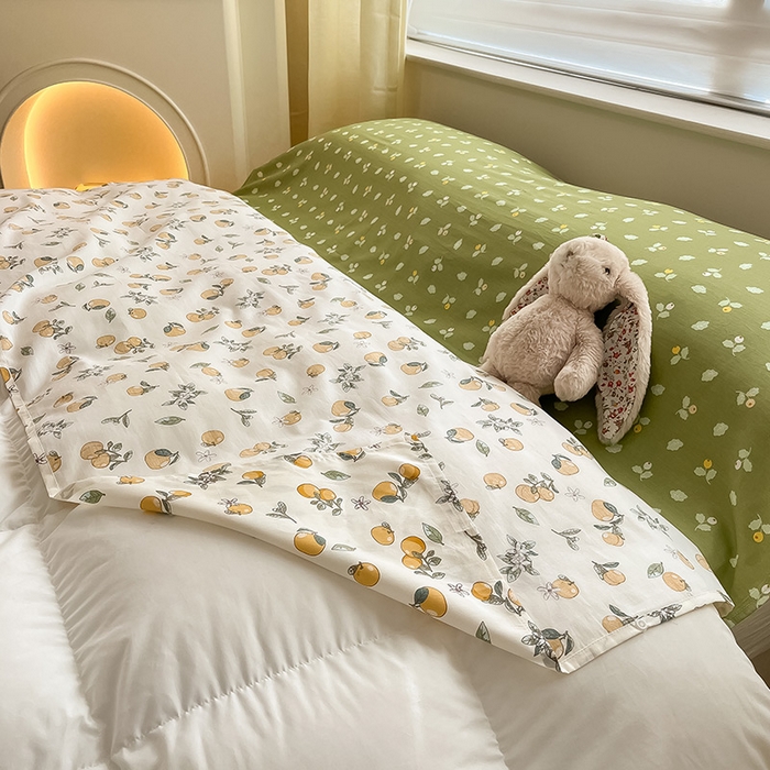 91家纺网 家纺一手货源 找家纺 绵庭家纺 2024新款全棉印花隔脏睡袋 蜜橙