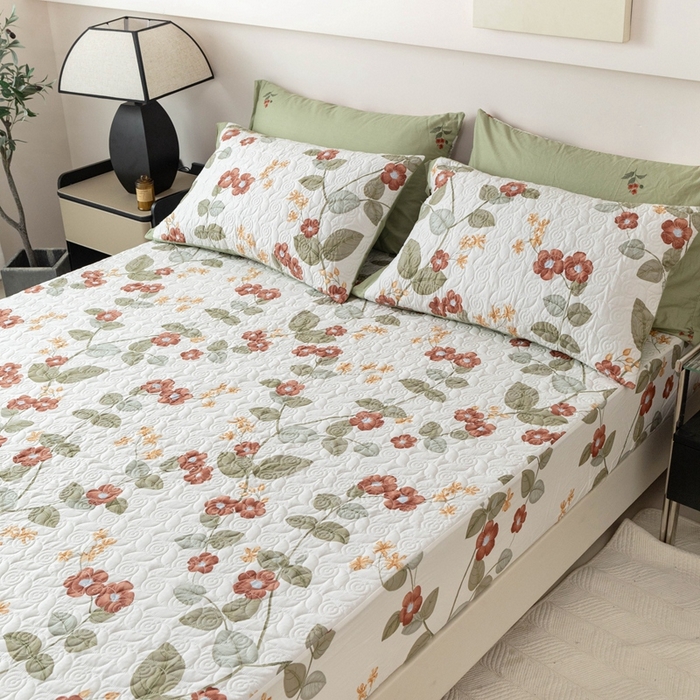 91家纺网 家纺一手货源 找家纺 优乐家纺 2025新款纯棉印花夹棉床笠三件套系列-纽扣款 和颜悦色