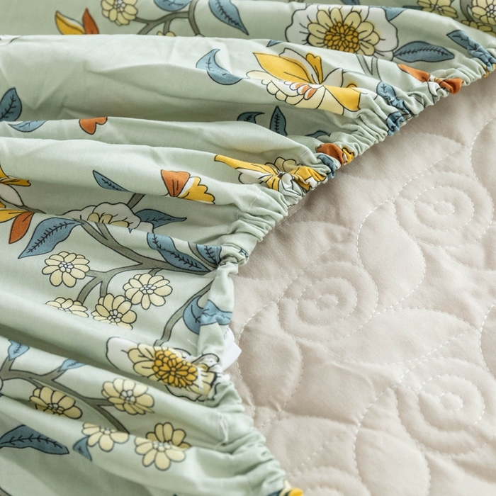 91家纺网 家纺一手货源 找家纺 优乐家纺 2025新款纯棉印花夹棉床笠三件套系列-纽扣款 朵唯