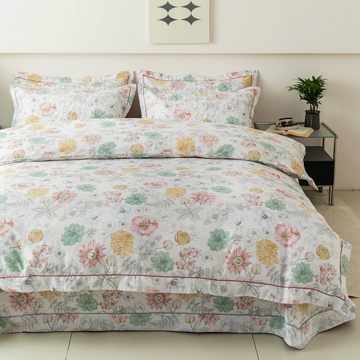 91家纺网 家纺一手货源 找家纺 （总）优乐家纺 2025新款全棉斜纹13376单层被套夹棉床盖款四件套