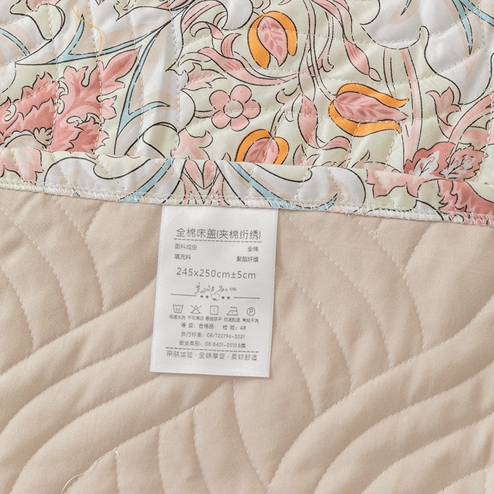 91家纺网 家纺一手货源 找家纺 优乐家纺 2025新款全棉斜纹13376宽边枕套床盖三件套 普卡拉-红