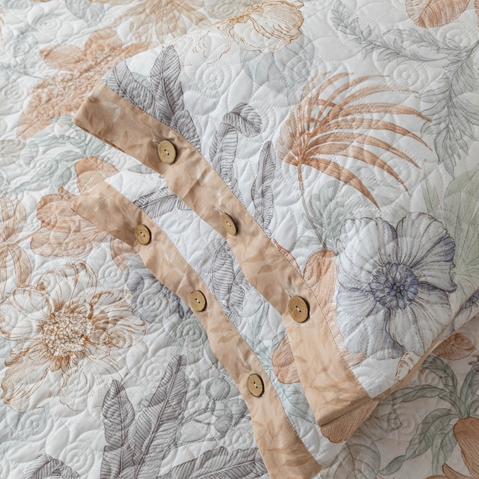 91家纺网 家纺一手货源 找家纺 优乐家纺 2025新款纯棉印花夹棉枕套系列-纽扣款 春意盎然