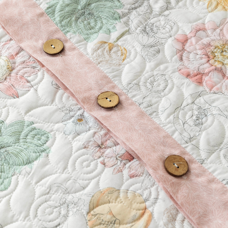 91家纺网 家纺一手货源 找家纺 （总）优乐家纺 2025新款纯棉印花夹棉系列四件套-纽扣款