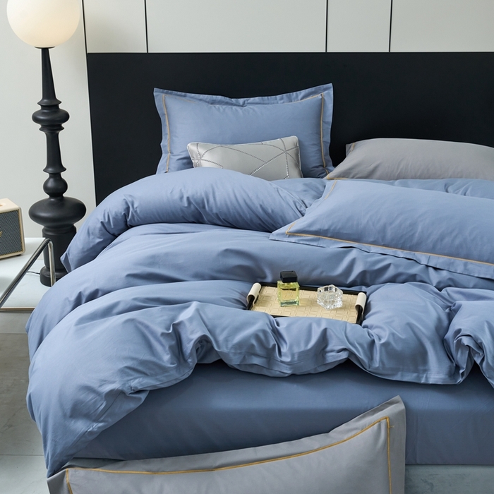 91家纺网 家纺一手货源 找家纺 三沁家居 2024新款精梳长绒棉四件套 烟兰