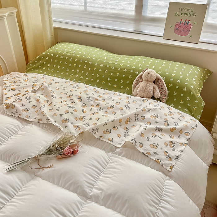 91家纺网 家纺一手货源 找家纺 绵庭家纺 2024新款全棉印花隔脏睡袋 蜜橙