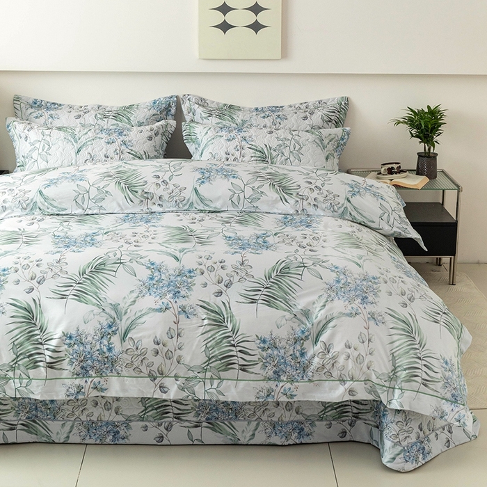 91家纺网 家纺一手货源 找家纺 优乐家纺 2025新款全棉斜纹13376单层被套夹棉床盖款四件套 早春