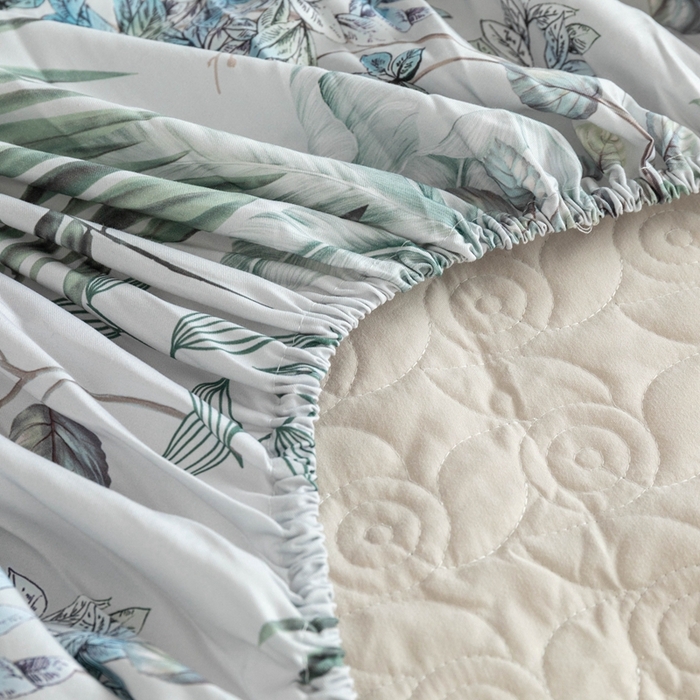 91家纺网 家纺一手货源 找家纺 优乐家纺 2025新款纯棉印花夹棉床笠三件套系列-纽扣款 早春