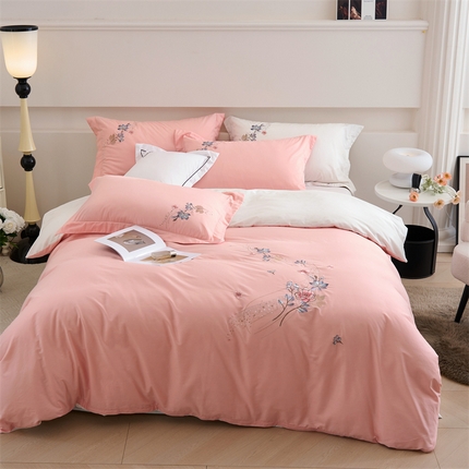 91家纺网 家纺一手货源 找家纺 （总）兰紫橙家纺 2025新款花卉全棉刺绣四件套系列—花蔓