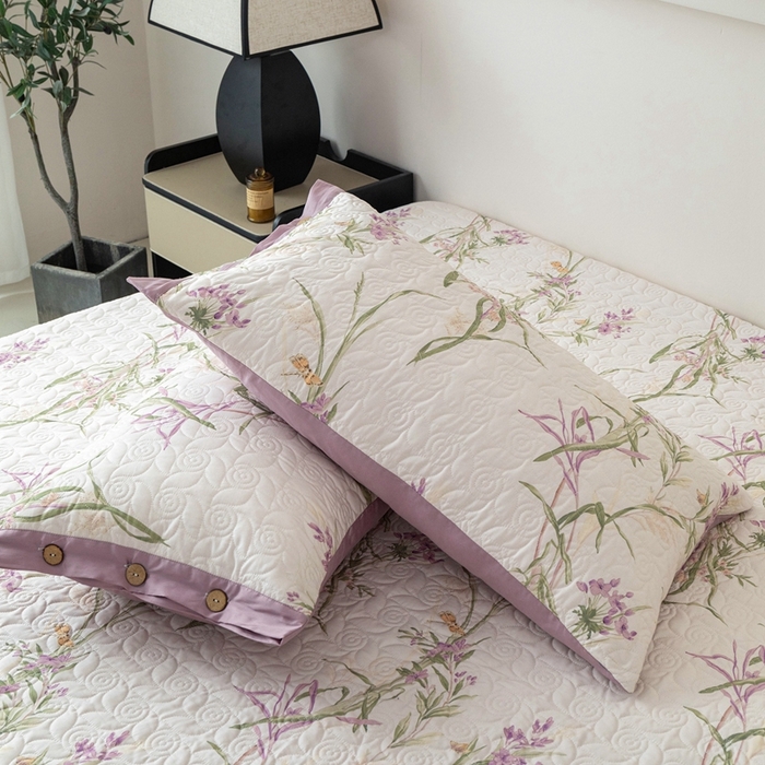 91家纺网 家纺一手货源 找家纺 优乐家纺 2025新款纯棉印花夹棉枕套系列-纽扣款 迷雾