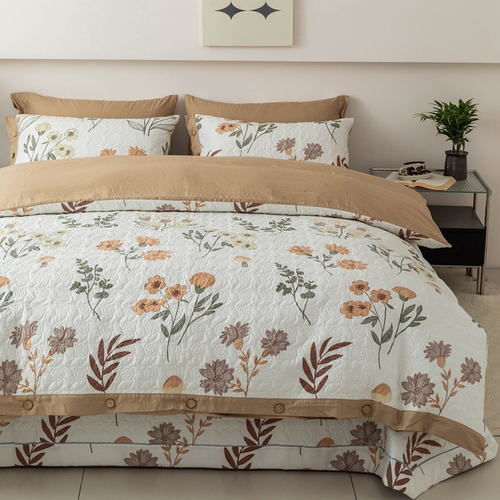 91家纺网 家纺一手货源 找家纺 优乐家纺 2025新款纯棉印花夹棉系列四件套-纽扣款 南薇