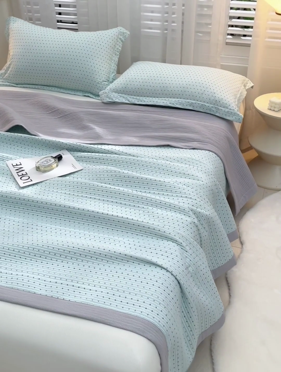 91家纺网 家纺一手货源 找家纺 圣楚家纺 2024新款A类泡泡棉夹棉床盖静谧夜曲