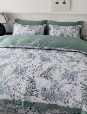 91家纺网 家纺一手货源 找家纺 优乐家纺 2025新款纯棉印花夹棉系列四件套-纽扣款 早春