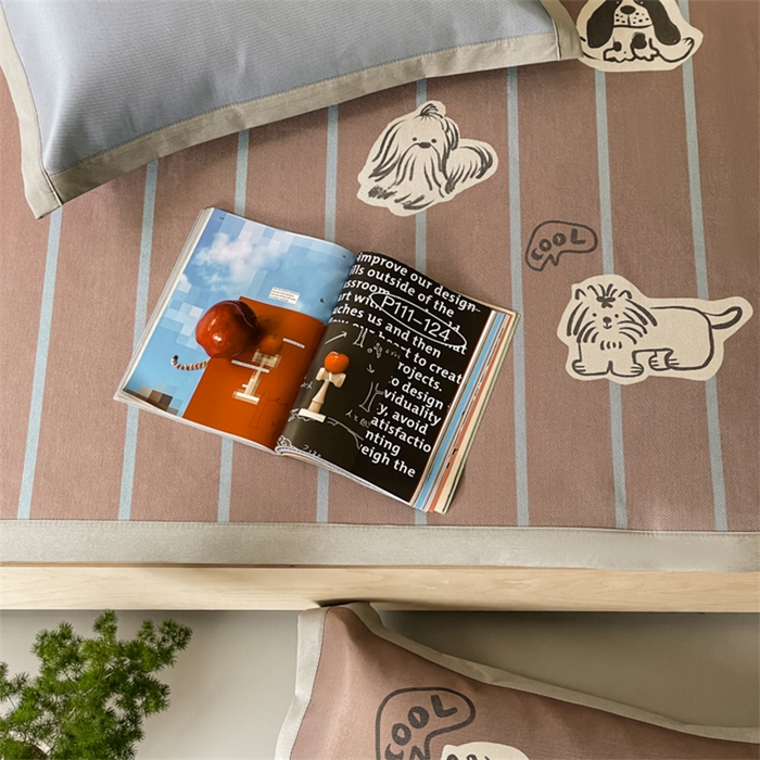 91家纺网 家纺一手货源 找家纺 圆岛家纺 2024新款900D卡通冰丝养生席 美拉德小狗