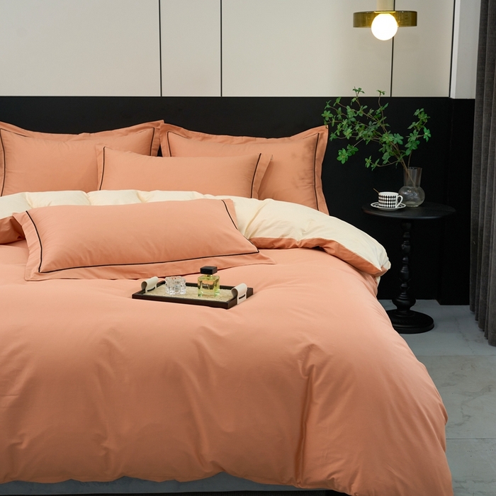 91家纺网 家纺一手货源 找家纺 （总）三沁家居 2024新款纯色简约精梳长绒棉四件套全棉四件套直播