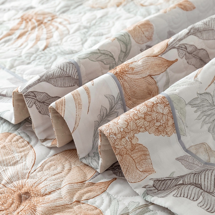 91家纺网 家纺一手货源 找家纺 优乐家纺 2025新款全棉斜纹13376宽边枕套床盖三件套 春意盎然