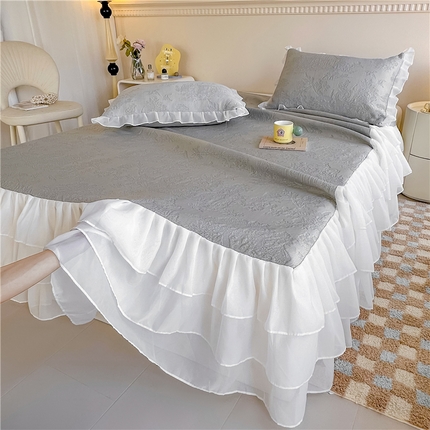 屹成家纺 2024新款PE高分子冰丝凉席床裙款 爱丽丝-灰