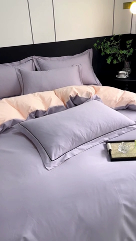 91家纺网 家纺一手货源 找家纺 三沁家居 2024新款精梳长绒棉四件套 紫玉