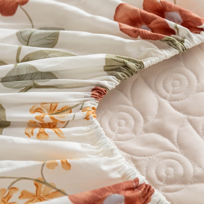 91家纺网 家纺一手货源 找家纺 优乐家纺 2025新款纯棉印花夹棉床笠三件套系列-纽扣款 和颜悦色