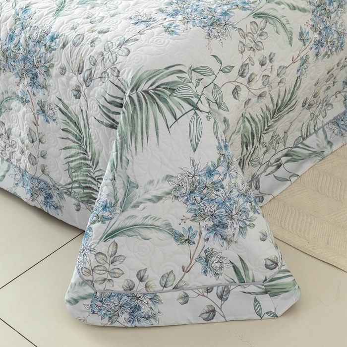 91家纺网 家纺一手货源 找家纺 优乐家纺 2025新款纯棉印花夹棉系列床盖三件套-纽扣款 早春