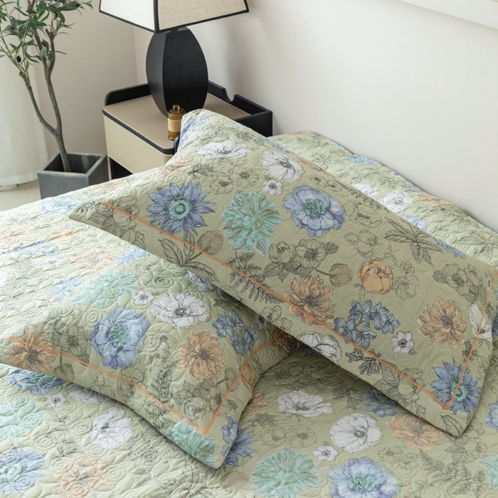 91家纺网 家纺一手货源 找家纺 优乐家纺 2025新款全棉斜纹13376宽边枕头套 安琪-绿