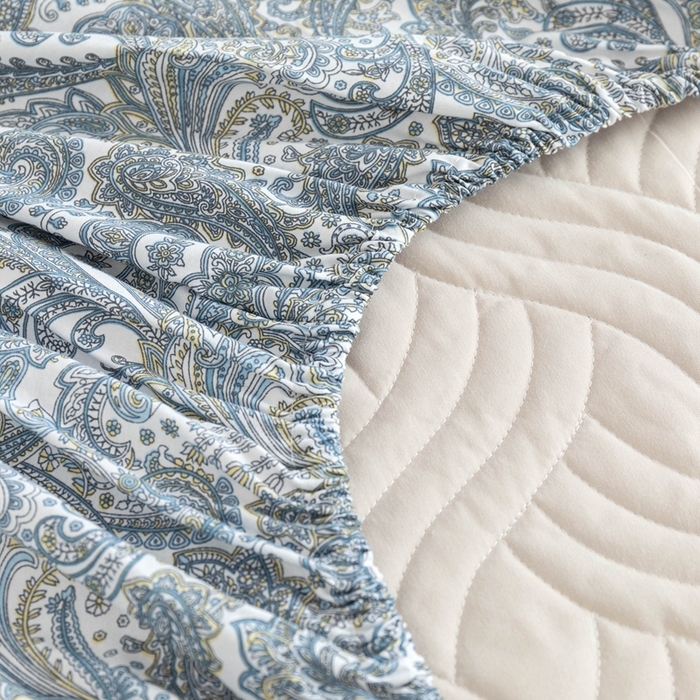 91家纺网 家纺一手货源 找家纺 优乐家纺 2025新款纯棉印花夹棉床笠三件套系列-纽扣款 波西米亚