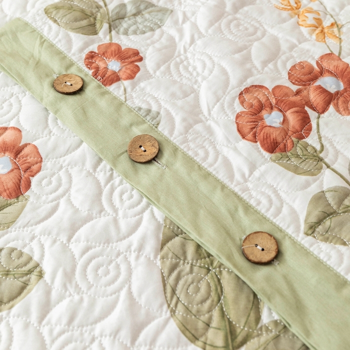 91家纺网 家纺一手货源 找家纺 优乐家纺 2025新款纯棉印花夹棉系列四件套-纽扣款 和颜悦色