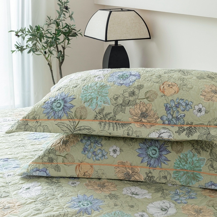 91家纺网 家纺一手货源 找家纺 优乐家纺 2025新款全棉斜纹13376宽边枕头套 安琪-绿