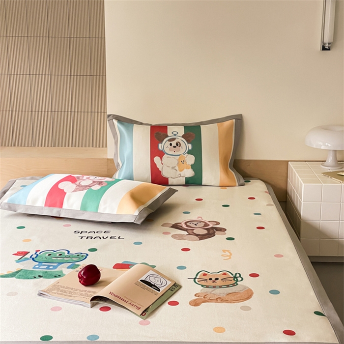 91家纺网 家纺一手货源 找家纺 圆岛家纺 2024新款900D卡通冰丝养生席 伙伴星球