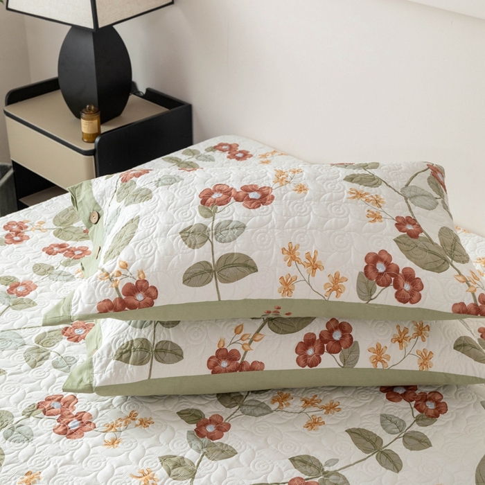 91家纺网 家纺一手货源 找家纺 优乐家纺 2025新款纯棉印花夹棉枕套系列-纽扣款 和颜悦色