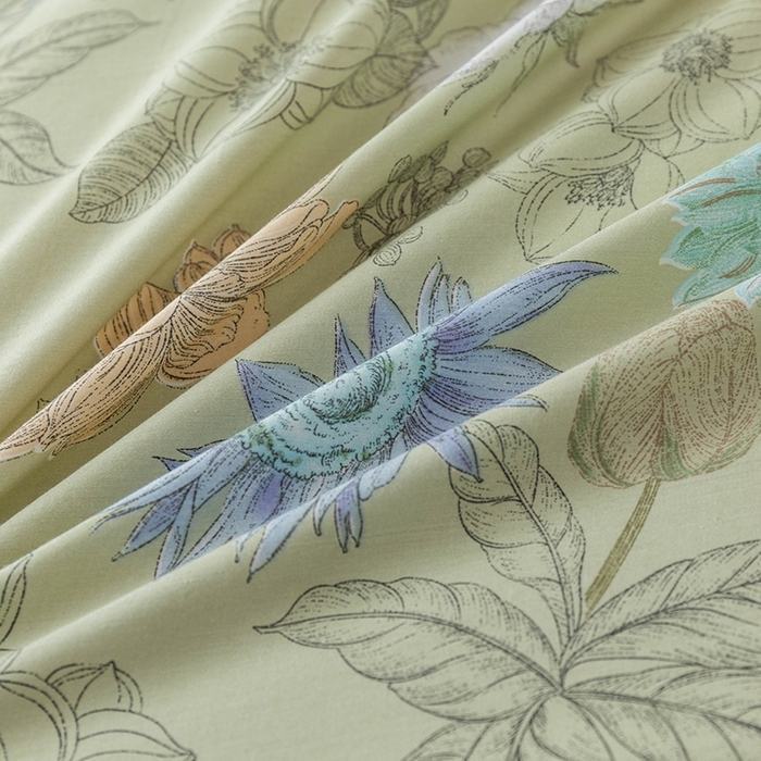 91家纺网 家纺一手货源 找家纺 优乐家纺 2025新款全棉斜纹13376单层被套夹棉床盖款四件套 安琪-绿