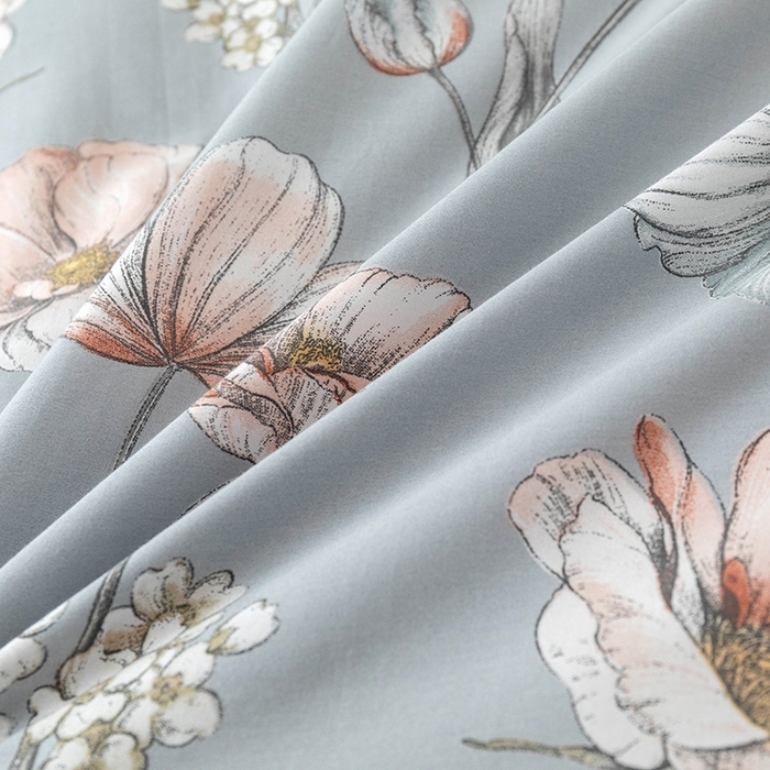 91家纺网 家纺一手货源 找家纺 优乐家纺 2025新款全棉斜纹13376单层被套夹棉床盖款四件套 蔚然花